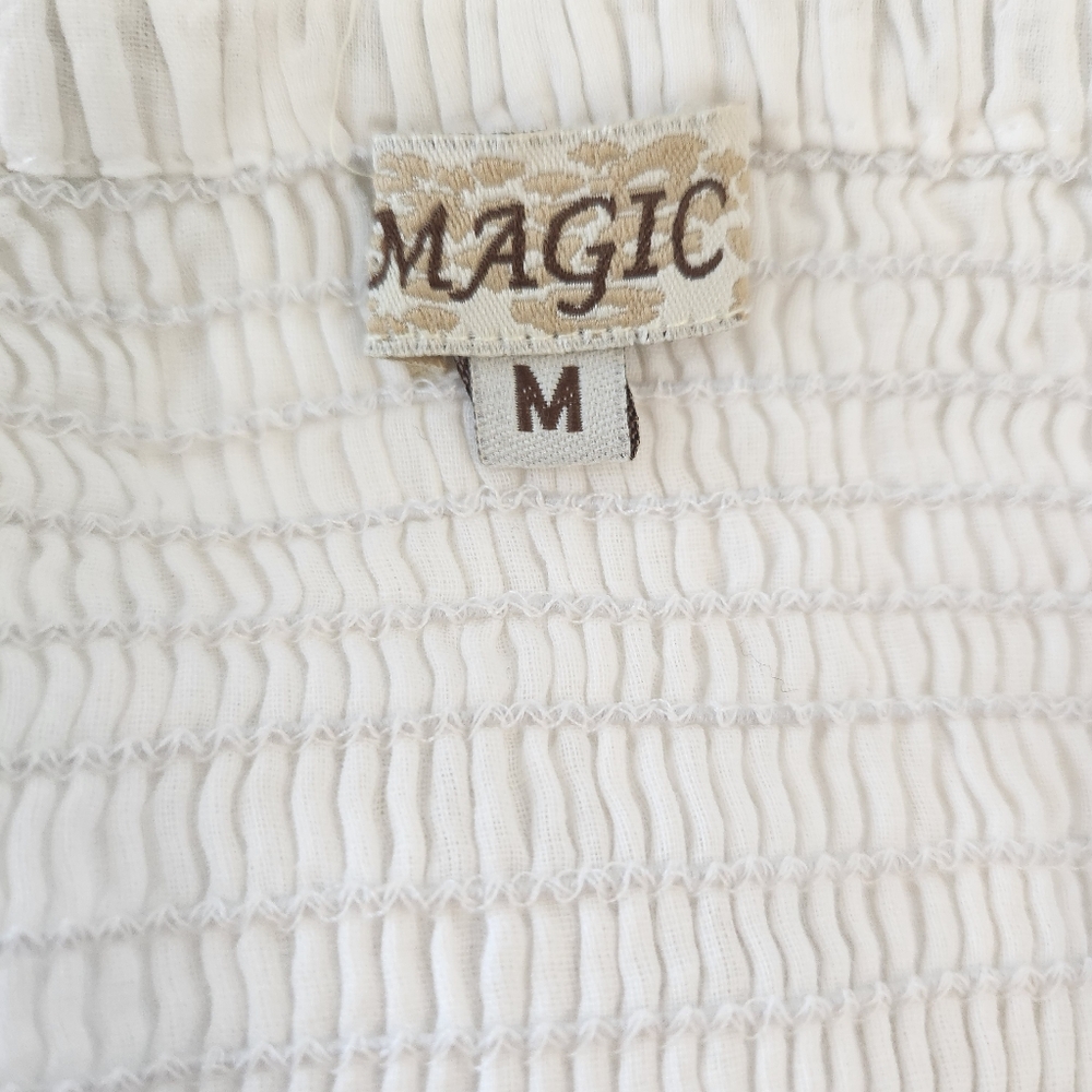 Magic White Eyelet & Lace Trim Maxi Dress Size Medium - Picture 10 of 12